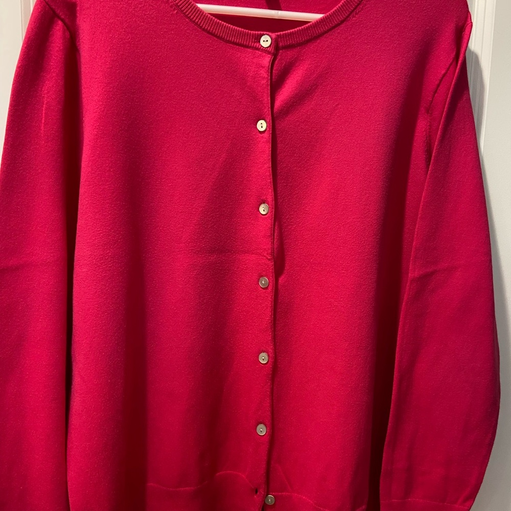 Lands' End Women's Hot Pink Button-Front Cardigan